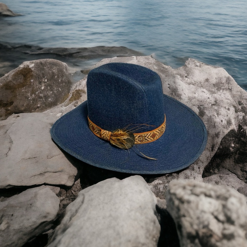 Vintage 80’s Lanning Denim Cowboy Hat | Size M  (7-7 1/8)